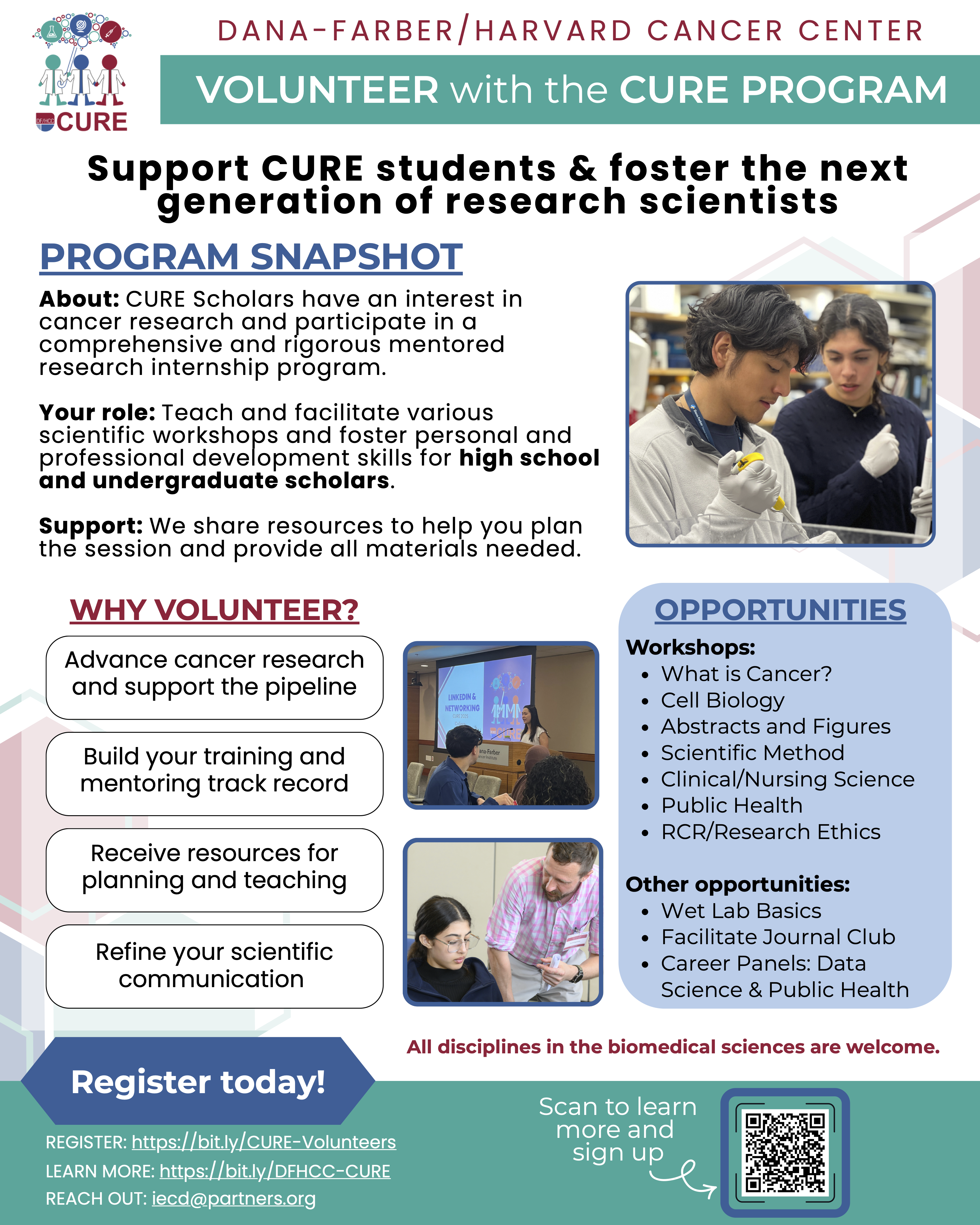 Flyer for CURE Volunteer Recruitment 2026